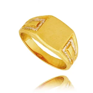 Złoty pierścionek podkreślający subtelny blask kamieni.