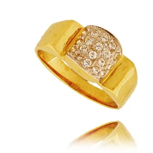 Pierścionek ze złota łączący klasykę z nowoczesnością.