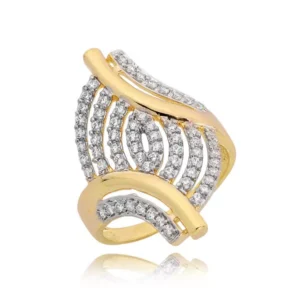 Pierścionek ze złota łączący klasykę z nowoczesnością.