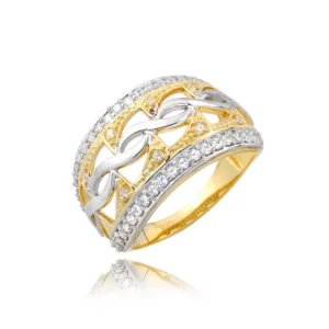 Pierścionek ze złota łączący klasykę z nowoczesnością.