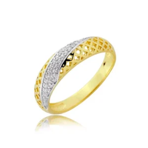 Pierścionek ze złota łączący klasykę z nowoczesnością.