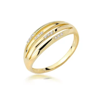 Pierścionek ze złota łączący klasykę z nowoczesnością.