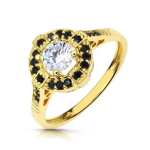 Pierścionek ze złota łączący klasykę z nowoczesnością.