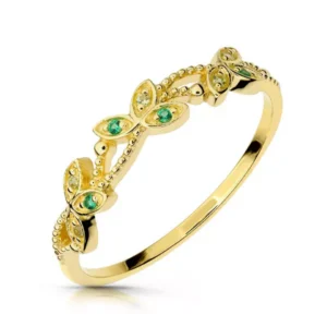 Delikatny pierścionek wykonany z wysokiej jakości złota.