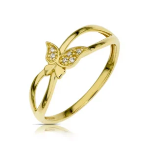 Pierścionek ze złota łączący klasykę z nowoczesnością.