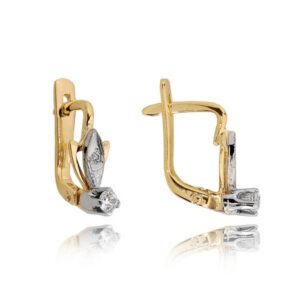 Klasyczne kolczyki ze złota z dekoracyjnym kamieniem.