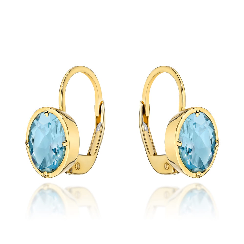 Kolczyki złote z kolekcji "COLORFUL STONE" - topaz owal