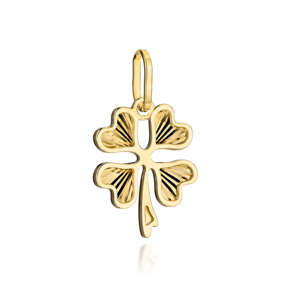 Zawieszka złota diamentowana koniczynka
