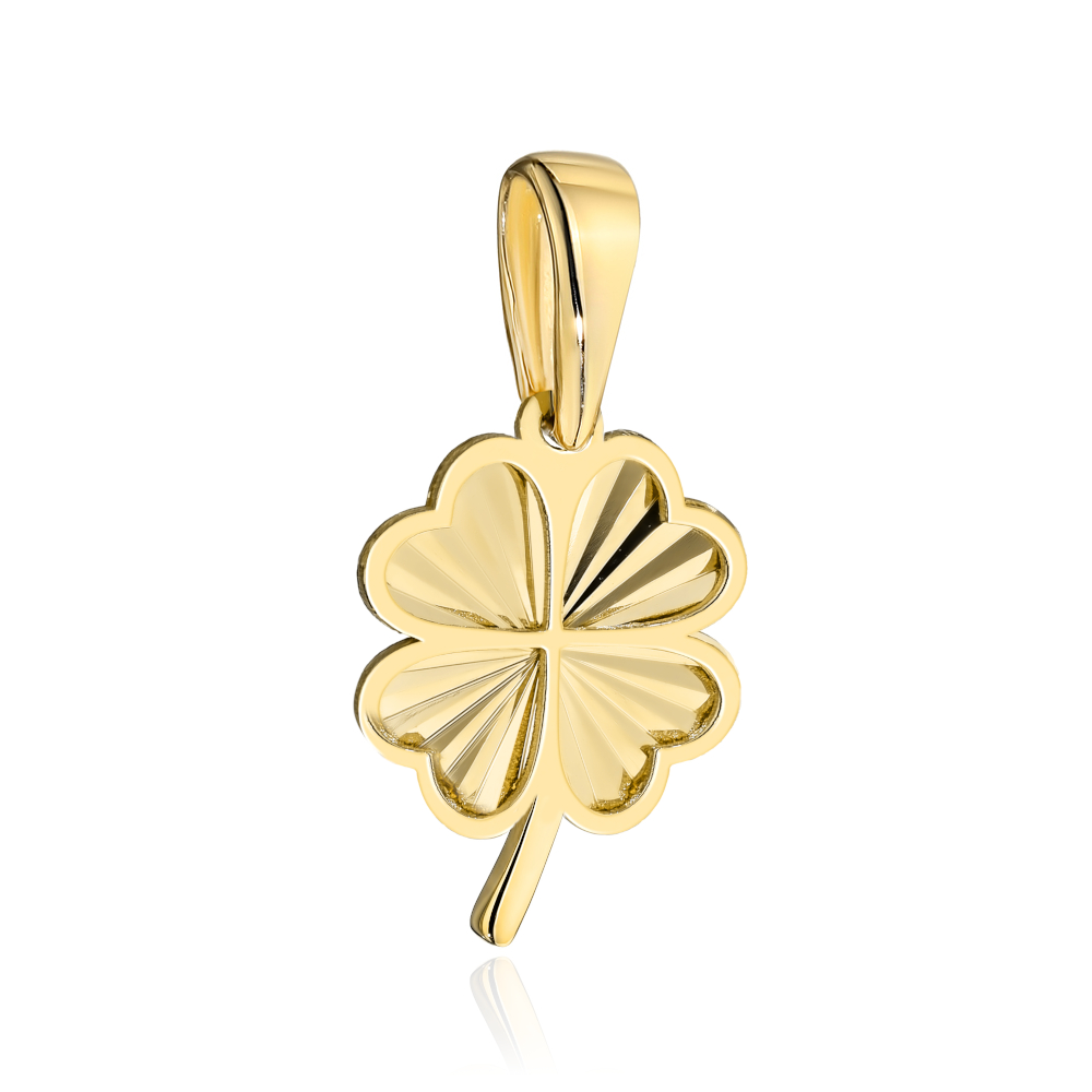Zawieszka złota diamentowana koniczynka z łodygą pr. 375