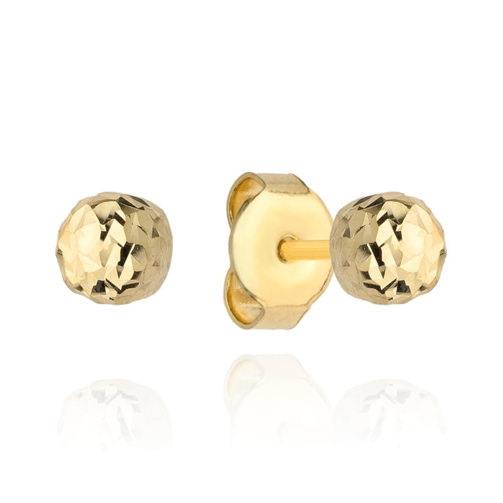 Kolczyki kulki super lekkie diamentowane 6 mm pr. 585